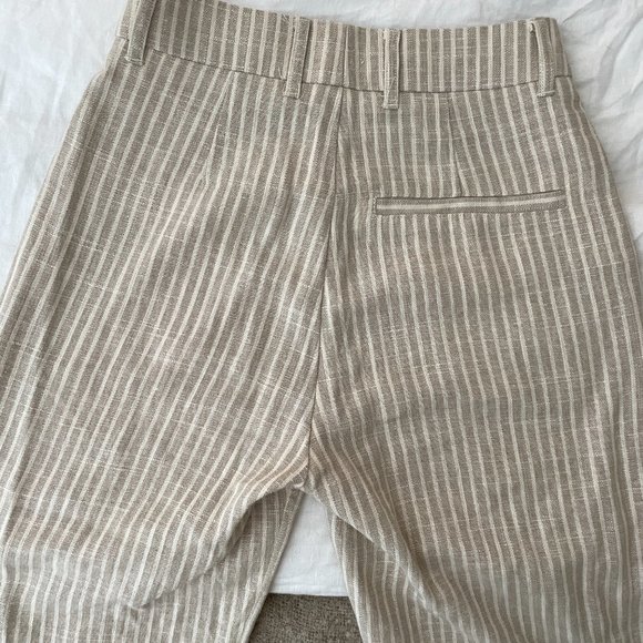H&M Fringe-Hem Linen Blend Stripe Pants NWT - Size 32 / 0 - Picture 8 of 9
